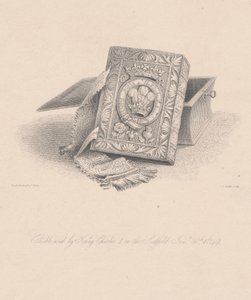 Bíblia usada pelo rei Carlos I no cadafalso em 30 de janeiro de 1649, gravada por CJ Smith de Hugh Irvine