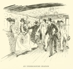 Uma estação subterrânea (gravura) de Hugh Thomson