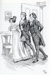 "Emma convidando o Sr. Elton a admirar o retrato de Harriett" de Hugh Thomson