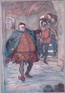 Digite Falstaff, pistola, Nym e Bardolph, ilustração de The Merry Wives of Windsor, 1910 de Hugh Thomson