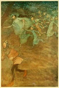 Entram Sir Hugh Evans, Anne Page e outros, de The Merry Wives of Windsor, 1910. de Hugh Thomson