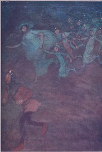 Digite Sir Hugh Evans, Anne Page e os outros, ilustração de The Merry Wives of Windsor, 1910 de Hugh Thomson