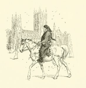 Geoffrey Chaucer a cavalo (litho) de Hugh Thomson