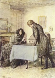 Ilustração para Janets Arrependimento por George Eliot de Hugh Thomson