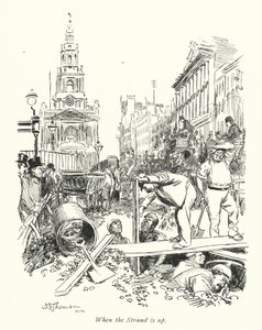 Londres: Quando a Strand está a subir (litografia a cores) de Hugh Thomson