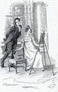 "Sr. Elton fazendo admirar o retrato de Hariett pintado por Emma" de Hugh Thomson