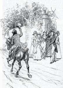 "Sr. Perry montando um cavalo" (ilustração) de Hugh Thomson