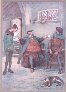 Esta carta para Mistress Page e tu isto para Mestra Ford, ilustração de As Esposas Merry de Windsor, 1910 de Hugh Thomson
