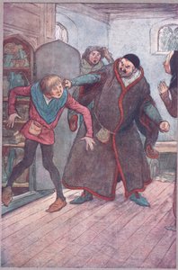 Vilão! Larron! (Puxando simples para fora), ilustração de The Merry Wives of Windsor, 1910 de Hugh Thomson