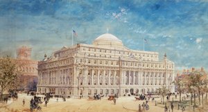 Renderização de uma proposta preliminar para a Alfândega dos Estados Unidos, Nova York de Hughson Frederick Hawley