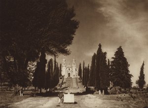 México: Cholula, Igreja de Guadalupe (fotografia a preto e branco) de Hugo Brehme
