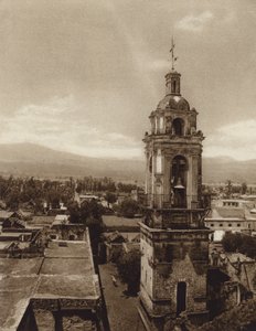 México: Igreja de Xochimilco (fotografia a preto e branco) de Hugo Brehme