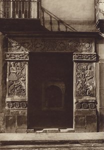 México: Puebla, Casa na Avenida 3 Oriente no 1 (fotografia a preto e branco) de Hugo Brehme
