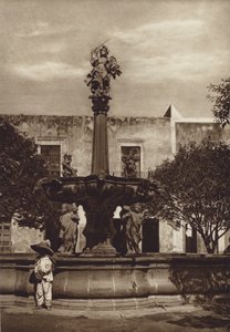 México: Puebla, Fuente de San Miguel (fotografia a preto e branco) de Hugo Brehme