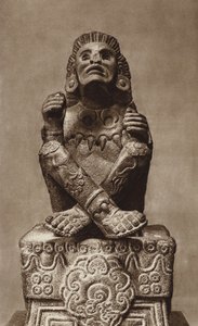 México: Xochipilli com máscara, Museu Nacional (fotografia a preto e branco) de Hugo Brehme
