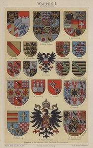 Escudos de armas dos estados alemães (cor litho) de Hugo Gerard (after) Strohl
