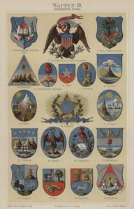 Escudos de armas dos países das Américas (cor litho) de Hugo Gerard (after) Strohl