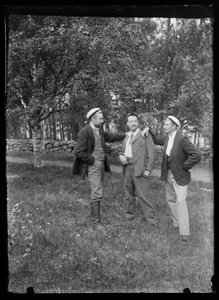 Paul e Hugo Simberg e Einar Relander no parque Niemenlautka de Hugo Simberg