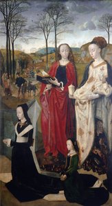 Portinari Altarpiece: a Adoração dos Pastores, detalhe da secção interna - Óleo sobre madeira de Hugo van der Goes