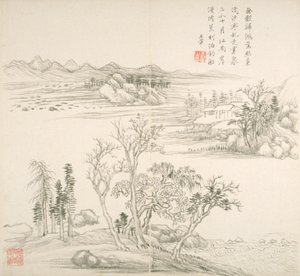 Álbum After Old Masters And Poems (álbum (10 folhas), tinta sobre papel) de Hui Wang