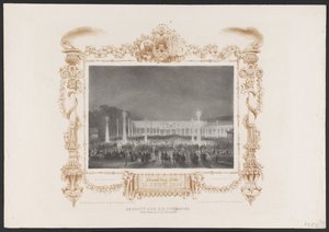 Festa nocturna para os estudantes, 1836
De Party der H.H. Studenten in den Tuin van C. van Leeuwen / Noite de 14 de Junho de 1836 (título sobre o objecto)
Placas da celebração do segundo centenário da Universidade de Utrecht, 1836 (título da série)