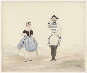 Homem e mulher em traje histórico, 1841
Seis aguarelas de trajes históricos para o baile de máscaras de 1841 (título da série)