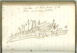 &39;Junction at Siccar Point of the prim und second sandstone&39;, página do caderno pessoal de Sir Humphry Davy (tinta no papel)