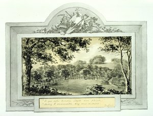 "Depois" da vista do terreno, do Livro Vermelho de Antony House, c.1812 (tinta sobre papel) (ver 170692 para ver "antes") de Humphry Repton