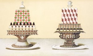 Design para a apresentação de sobremesas, ilustração de um livro de culinária húngara sobre culinária francesa, c.1880 de Hungarian School
