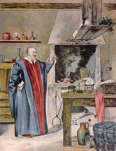 Imperador Rudolph II Habsburgo (1552-1612) em sua oficina de alquimia de Hungarian School