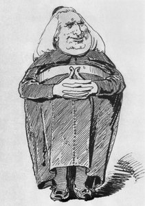 Franz Liszt (1811-1886) como abade, caricatura de Borsszem Janko, 27 de julho de 1870
