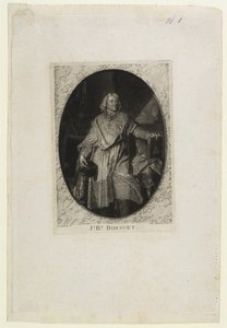 JB Bossuet (longa-metragem), gravado por Jean-Baptiste de Grateloup, 1771 (mezzotint, aquatint e drypoint em chine colado) de Hyacinthe Francois Rigaud