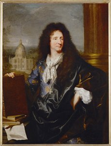 Jules Hardouin-Mansart, Primeiro Arquiteto e Supervisor dos Edifícios Reais, pintado em 1685 ... de Hyacinthe Francois Rigaud