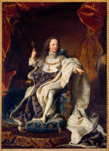 Retrato de Luís XV, criança de cinco anos, em traje sagrado, Rei de França (1710-1774). Pintura de Hyacinthe Rigaud (1659-1743)