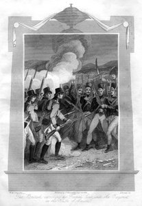 Os britânicos atacando a linha francesa com baionetas na Batalha de Maida, 1816.
