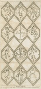 Betley Glass Window - Morris Dancers: engraving, sd [ 18º séc.] de I Jones