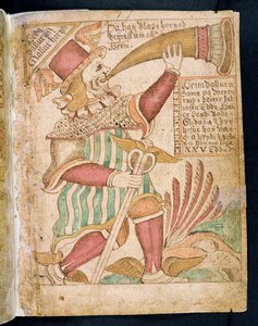 Heimdal soprando seu chifre antes de Ragnarok, de Melsteds Edda (caneta e tinta e wc no papel)
