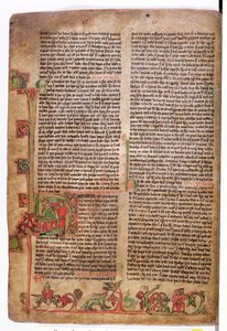 Historiated D inicial no início da Saga de Olaf Tryggvason, de Flateyjarbok (O Livro de Flatey) final do século XIV de Icelandic School