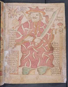 Odin, de Melsteds Edda (caneta e tinta e wc no papel) de Icelandic School