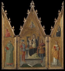 Tríptico, c.1920-29 (óleo e folha de ouro no painel) de Icilio Federico Joni