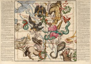 Solstício de inverno placa 5 de aviões globo placa celestes durante a descrição, Pub. 1674 (gravura colorida mão) de Ignace Gaston Pardies