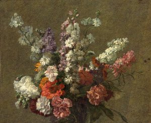 Delphiniums; Cotovelo, 1899 de Ignace Henri Jean Fantin-Latour