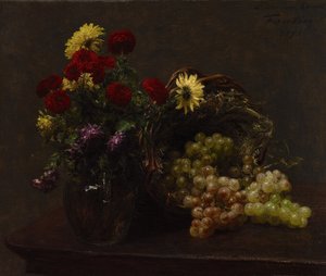Flores e uvas de Ignace Henri Jean Fantin-Latour
