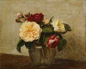 Rosas vermelhas e amarelas, 1879 de Ignace Henri Jean Fantin Latour