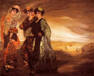Os três primos (com os trajes tradicionais espanhóis de dançarinos) c.1903 (óleo sobre tela) de Ignacio Zuloaga y Zabaleta