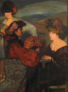 Mulheres espanholas e uma mulher inglesa na varanda, 1900. de Ignacio Zuloaga y Zabaleto