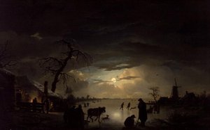 Uma Paisagem de Inverno ao Luar de Ignatius Josephus van Regemorter