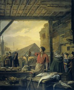 O mercado do peixe em Antuérpia de Ignatius Josephus van Regemorter