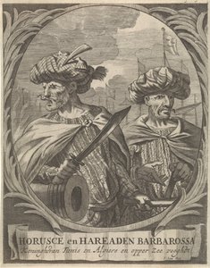 Retratos de Horusce e Hareaden Barbarossa, piratas da Barbária
Horusce e Hareaden Barbarossa, Koninghe de Tunes e Argel e opper Zee vooghde (título sobre o objecto) de Ignatius Lux