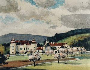 Castelo de Weinzierl perto de Wieselburg, c.1909 (aguarela sobre papel) de Igo Potsch